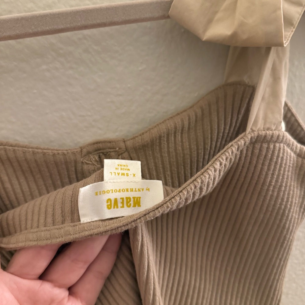 Maeve Anthropologie Elegant Tan Ribbed Women's Top - Picture 5 of 5